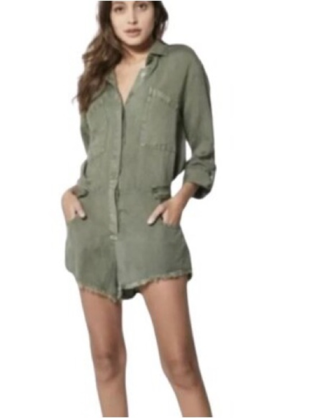 Young Fabulous & Broke River Run Utility Romper - Cadet Green - Size XS